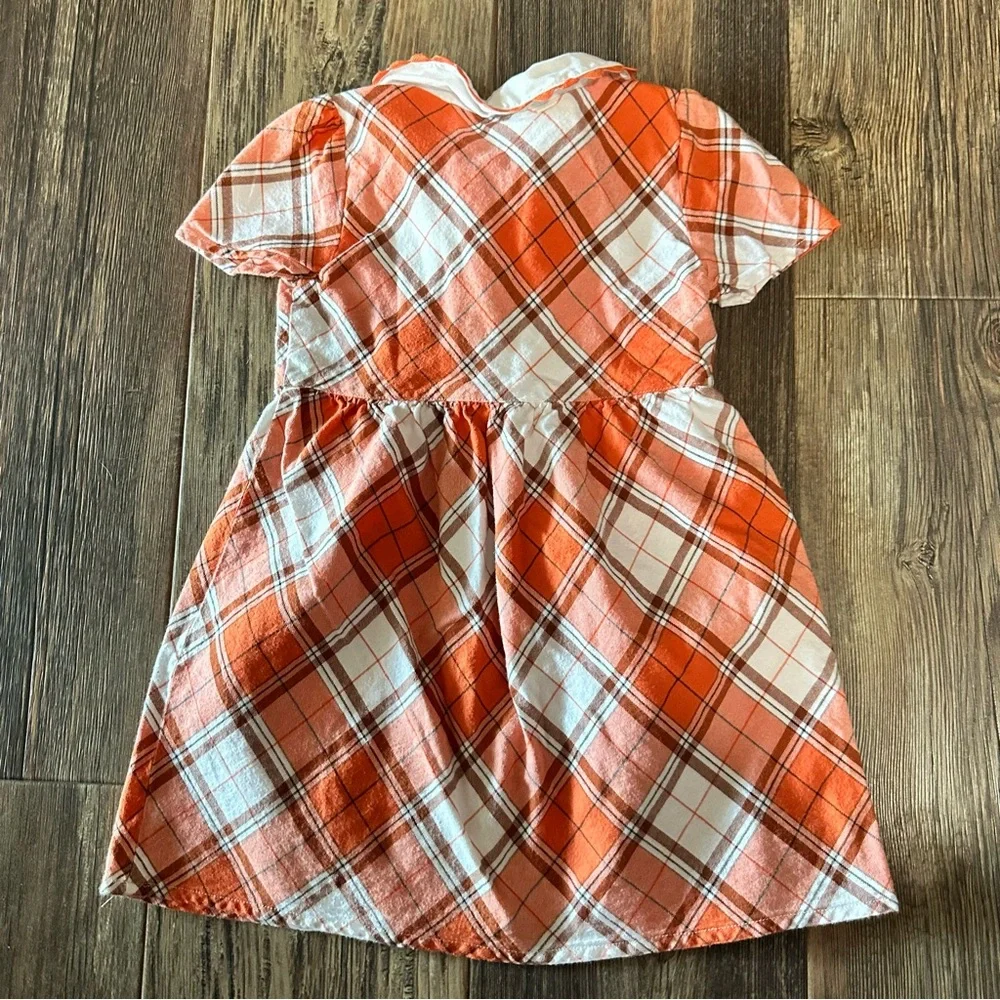 Gymboree fall pumpkin orange plaid dress girls 4T Thanksgiving